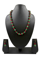 Handcrafted Green Watermelon Shaped Beaded Necklace Set For Women - Kharbuja Beads Necklace