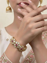 Elegant Next To Real Party & Wedding Wear Openable Kundan Polki Bracelet For Women
