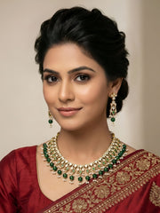 Elegant Gold Plated Polki Kundan Necklace Set For Weddings And Parties