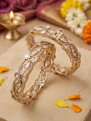 Elegant Gold Plated Openable Kundan Kada Bangles For Women | Ethnic And Traditional Bangles