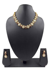 Elegant Modern Look Single Line Polki Necklace Set For Indian & Western Wear