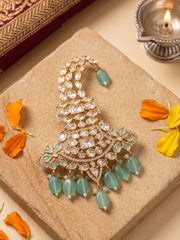 Traditional pastel green Kundan Polki Kalangi | Safa Kalgi | Turban Brooch For Men