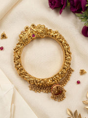 Traditional Gold Plated Antique Golden Elephant Head Nakshi Kada Bracelet