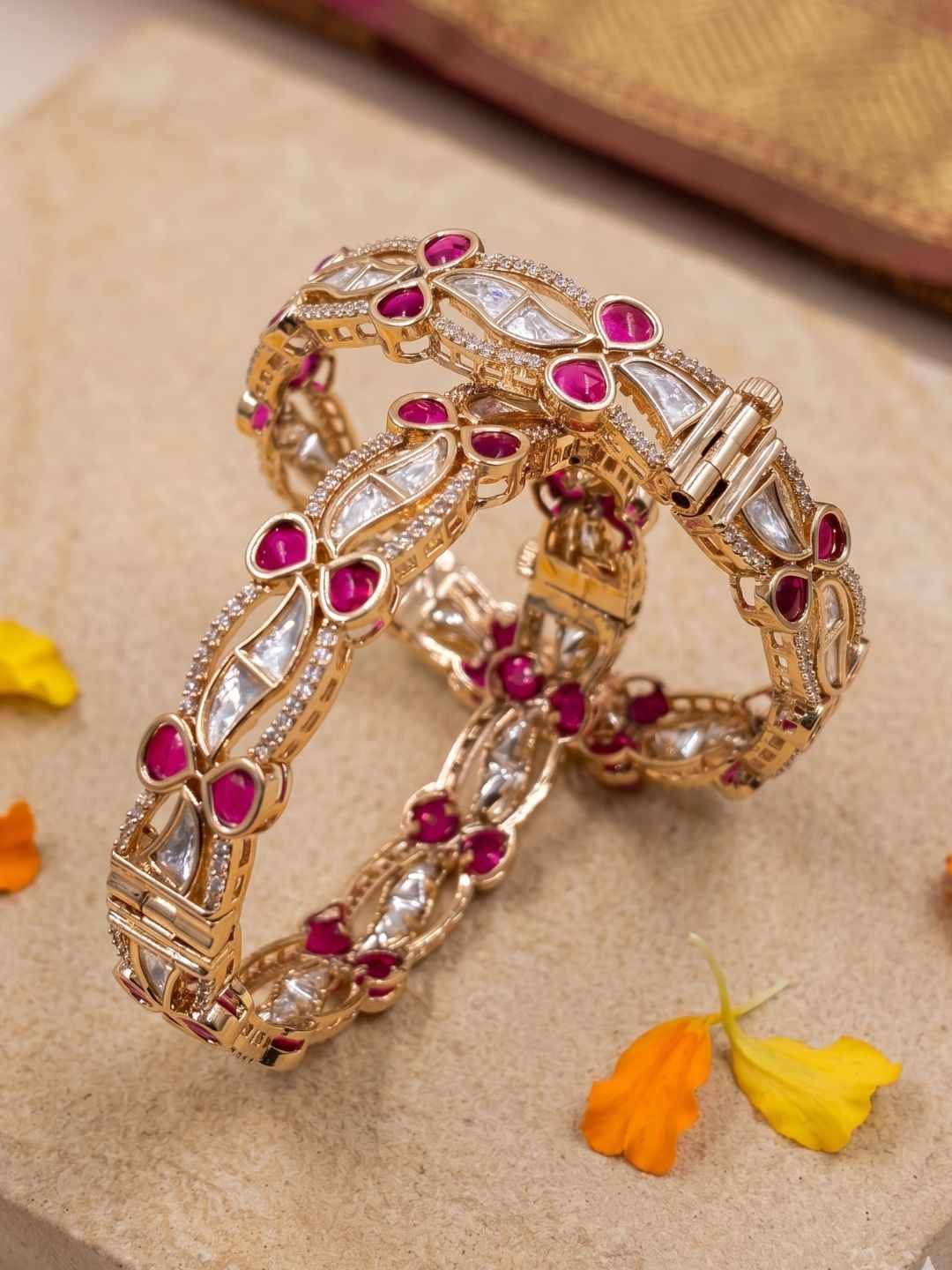 Elegant Gold Plated Openable Kundan Kada Bangles For Women | Ethnic And Traditional Bangles