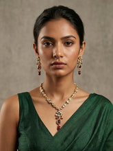 Elegant Rose Gold Finish red Polki Necklace pendant Set For Women - Indo Western Modern Jewellery Set