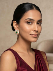 Elegant Gold Plated Polki Kundan Stud Earrings For Women | Ethnic And Traditional Indian Earrings