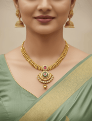 Traditional Gold Plated Short Necklace Set - Ethnic And Festive Wear Jewellery Set