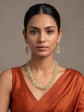 Semi Precious Gemstone Prehnite Drops Beaded Necklace Set For Women