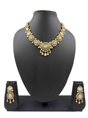 Gold Plated Green Meenakari Kundan Necklace Set For Women - Wedding And Festive Wear