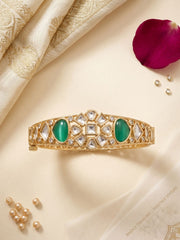 Elegant Green Kundan Polki Bracelet For Women - Festive & Wedding Wear Bracelet
