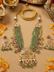 Gold Plated Antique Beaded Necklace Set | Traditional Jewelry For Women