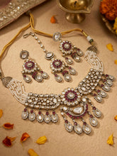 Luxurious Victorian Mossanite Polki Kundan Beaded Choker Necklace Set With Tikka | Wedding Wear