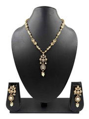 Elegant Rose Gold Finish Polki pendant Necklace Set For Women - Indo Western Modern Jewellery Set