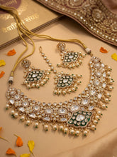 Gold Plated Luxury Wedding Polki Kundan Necklace Set With Tikka - Wedding & Bridal Jewellery Set