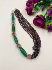 Contemporary Garnet And Onyx Indo Western Beaded Necklace Set