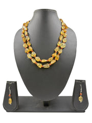 Layered Yellow Citrine Gemstone Beaded Jewellery Set For Women - Perfect Indo Western Wear
