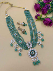 Traditional Green Stone Beaded Kundan Necklace Set for Women | Wedding & Festive Jewellery