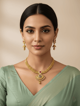 Traditional Gold Plated Short Necklace Set - Ethnic And Festive Wear Jewellery Set