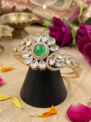 Ethnic Openable Green Kundan Kada Bracelet For Women | Wedding And Party Wear Bracelet