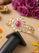 Ethnic Openable red Kundan Kada Bracelet For Women | Wedding And Party Wear Bracelet