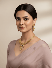 Gold Plated Golden Necklace Set For Women - Traditional Jewellery Set