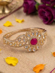 Ethnic Openable Red Kundan Kada Bracelet For Women | Wedding And Party Wear Bracelet