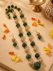 Ehnic Long Watermelon Shaped Green Beads Necklace For Women