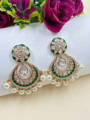 Exquisite Polki Kundan Chandbali Earrings For Women - Ethnic & Traditional Earrings
