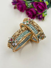 Shrishti Antique Golden Kundan Kada Bangles Set | Ladies Bangles