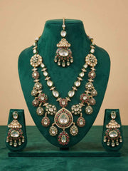 Luxurious Layered Green Meenakari Kundan Polki Jewellery Set | Wedding & Bridal Jewellery Set
