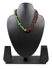 Contemporary Garnet And Onyx Indo Western Beaded Necklace Set