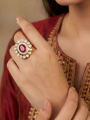 Traditional Adjustable Pary & Wedding Wear Kundan Ring For Women