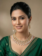 Elegant Gold Plated Polki Kundan Necklace Set For Weddings And Parties