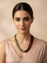 Contemporary Garnet And Onyx Indo Western Beaded Necklace Set for women online