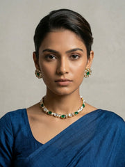 Simple And Elegant Single Line Kundan Necklace Set - Festive Kundan Jewellery