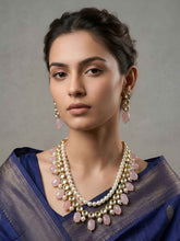 Traditional Gold Plated Beaded Kundan Necklace Set For Women - Ethnic Indian Jewellery Set