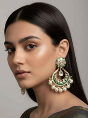 Exquisite Polki Kundan Chandbali Earrings For Women - Ethnic & Traditional Earrings