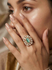 Statement Polki Kundan Ring for Women | Traditional Gold Plated Ethnic Ring | Wedding And Festive Wear