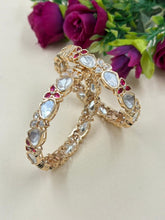 Elegant Rose Gold Finish Polki Kundan Bangles For Women - Wedding And Party Wear Bangles