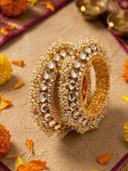 Traditional Gold Plated Jadau Pacheli Bangles For Women - Wedding & Festive Wear Kundan Bangles