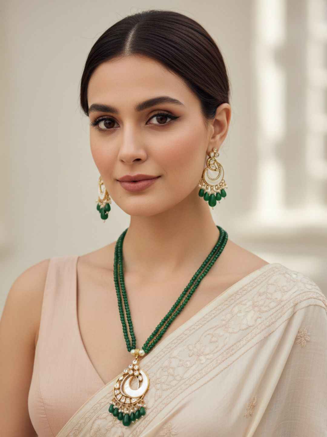 Elegant Kundan & Mother Of Pearl Necklace Set For Women - Wedding & Festive Wear Jewellery Set