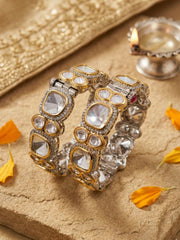 Luxury Victorian Uncut Polki Kundan Bangles For Weddings And Parties