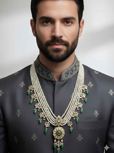 Designer Maharaja Look Indian Grooms Sherwani Jewellery | Layered Pearl Grooms Necklace