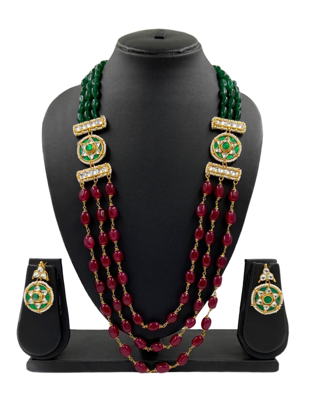 Designer Multi Color Layered Beads And Kundan Necklace Set By Gehna Shop