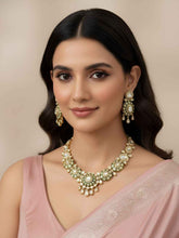 Gold Plated Green Meenakari Kundan Necklace Set For Women - Wedding And Festive Wear