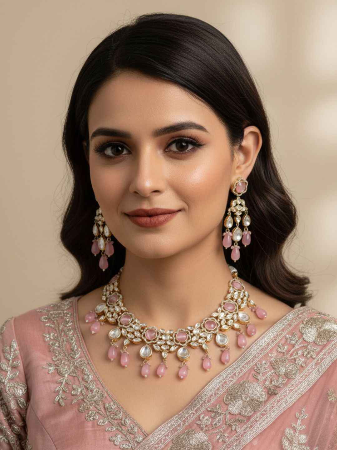 Elegant Polki Kundan Necklace Set For Women - Wedding & Party Wear Kundan Jewellery Set