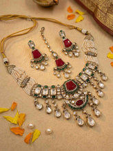 Mossanite Polki Kundan Beaded Choker Necklace Set With Tikka | Wedding And Festive Wear