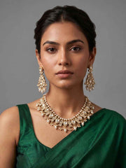 Designer Peacock Design Polki Necklace Set For Weddings And Parties