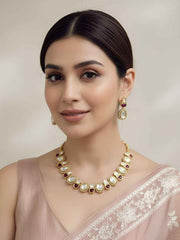 Elegant Modern Look Single Line Polki Necklace Set For Indian & Western Wear