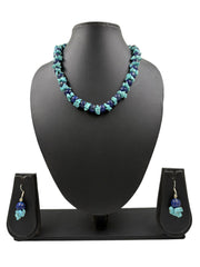 Semi Precious Lapis Lazuli Handcrafted Beaded Necklace Set For Women